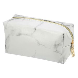 Marble Makeup Toiletry Organizer Bag White Gray 7"x3"x4"